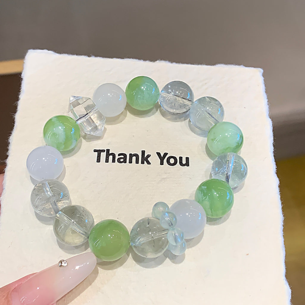 Natural Crystal Green Grape Milk Cap Xiuyan Jade Bracelet Fashion Original Design White Ghost Bracelet Crystal Bracelet