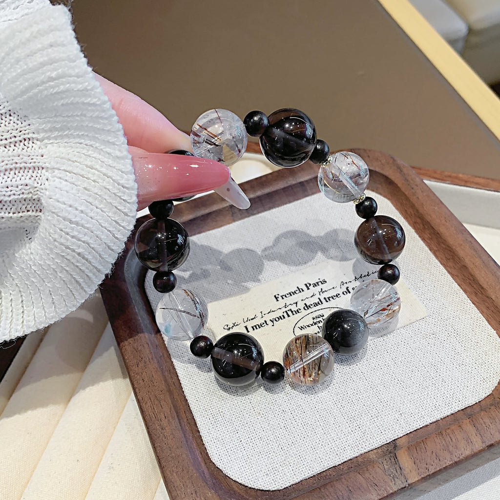 Natural Crystal Bracelet Cross-border Hot-Selling Original Niche Design Crystal Chain Natural Black Gold Super Seven Crystal Bracelet