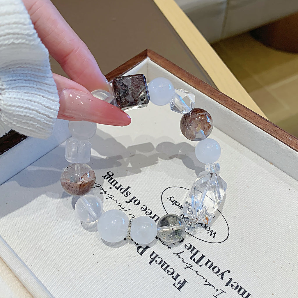 Natural Crystal Hand Jewelry String White Ghost Women's Light Luxury Fashion Versatile Niche High-End Bracelet Crystal Bracelet