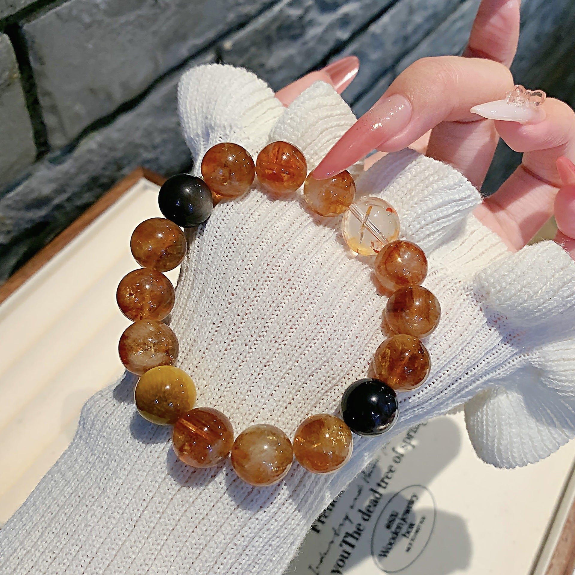 Natural Yellow Pagoda Crystal Bracelet Light Luxury Style Versatile Niche Bracelet Original Bracelet diy Night Market Stall Crystal Beads