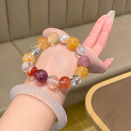 Light Luxury All-Matching2025New Crystal Chain Dopamine Multi-Gemstone Bracelet Original Natural White Assay Crystal Bracelet