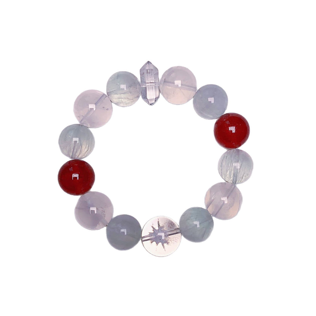 Natural Crystal Bracelet Original Design Monet Garden Bracelet White Phantom Strawberry Crystal Multi-Gem Strawberry Crystal Bracelet