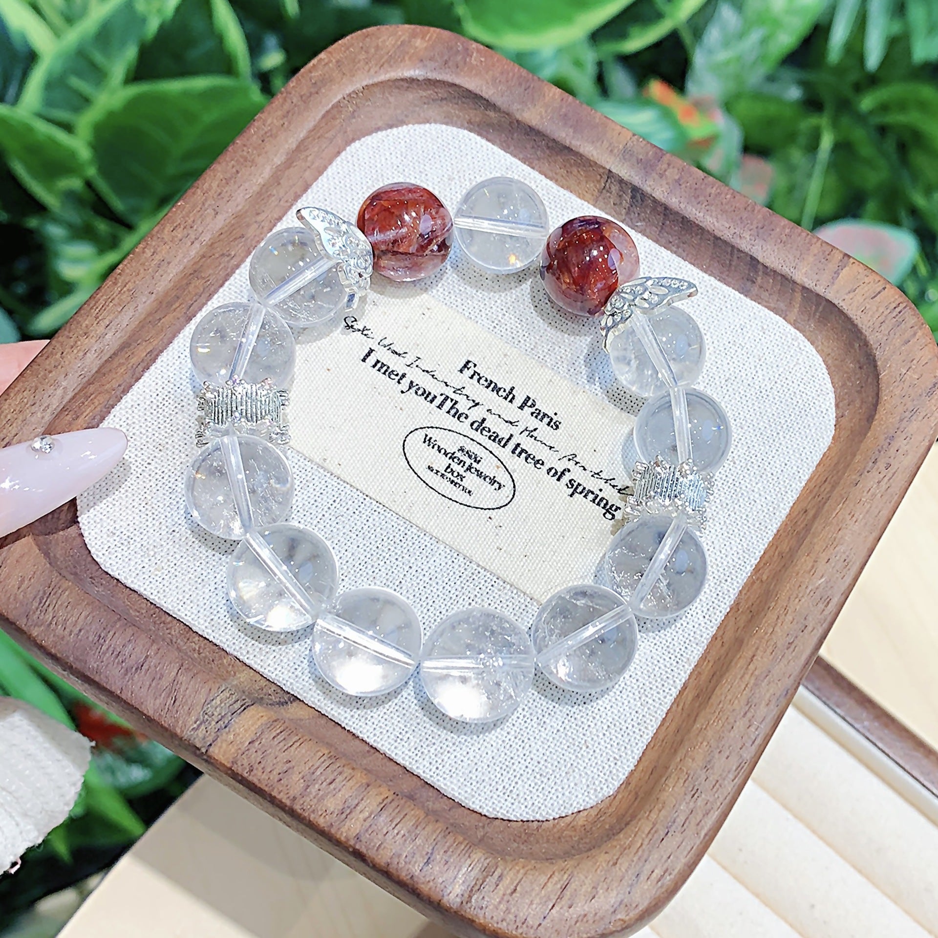 White Crystal Bracelet Butterfly Ornament diy Natural Crystal Bracelet Hot-Selling Jewelry Wholesale Artificial Round Beads Bracelet