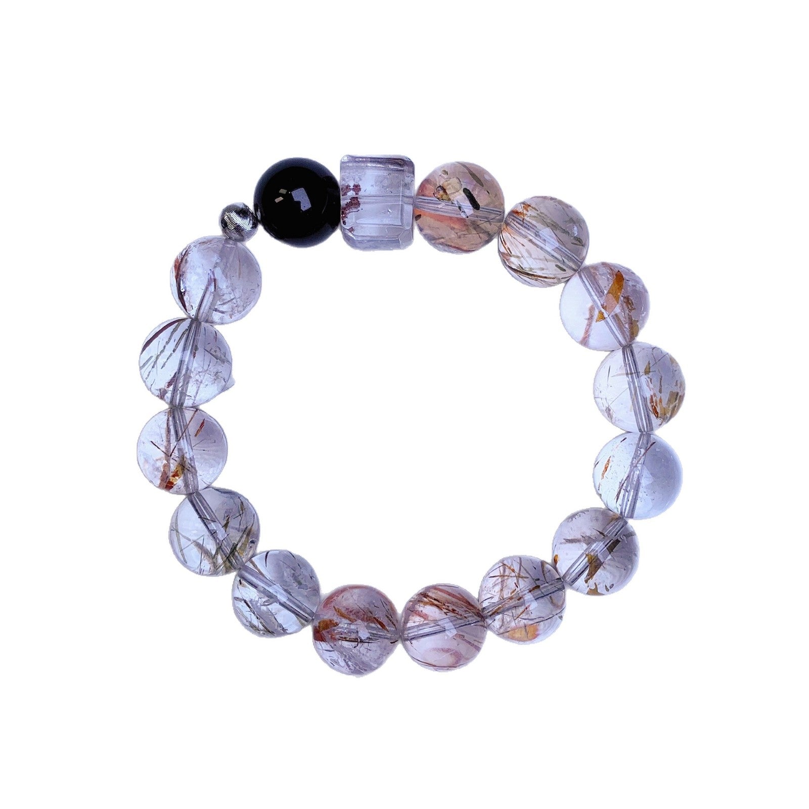 Natural Black Gold Super Seven Sugar Crystal Bracelet Fortune-Enhancing Hair Crystal Bracelet for Women with a Sense of Sophistication Versatile Crystal Beads