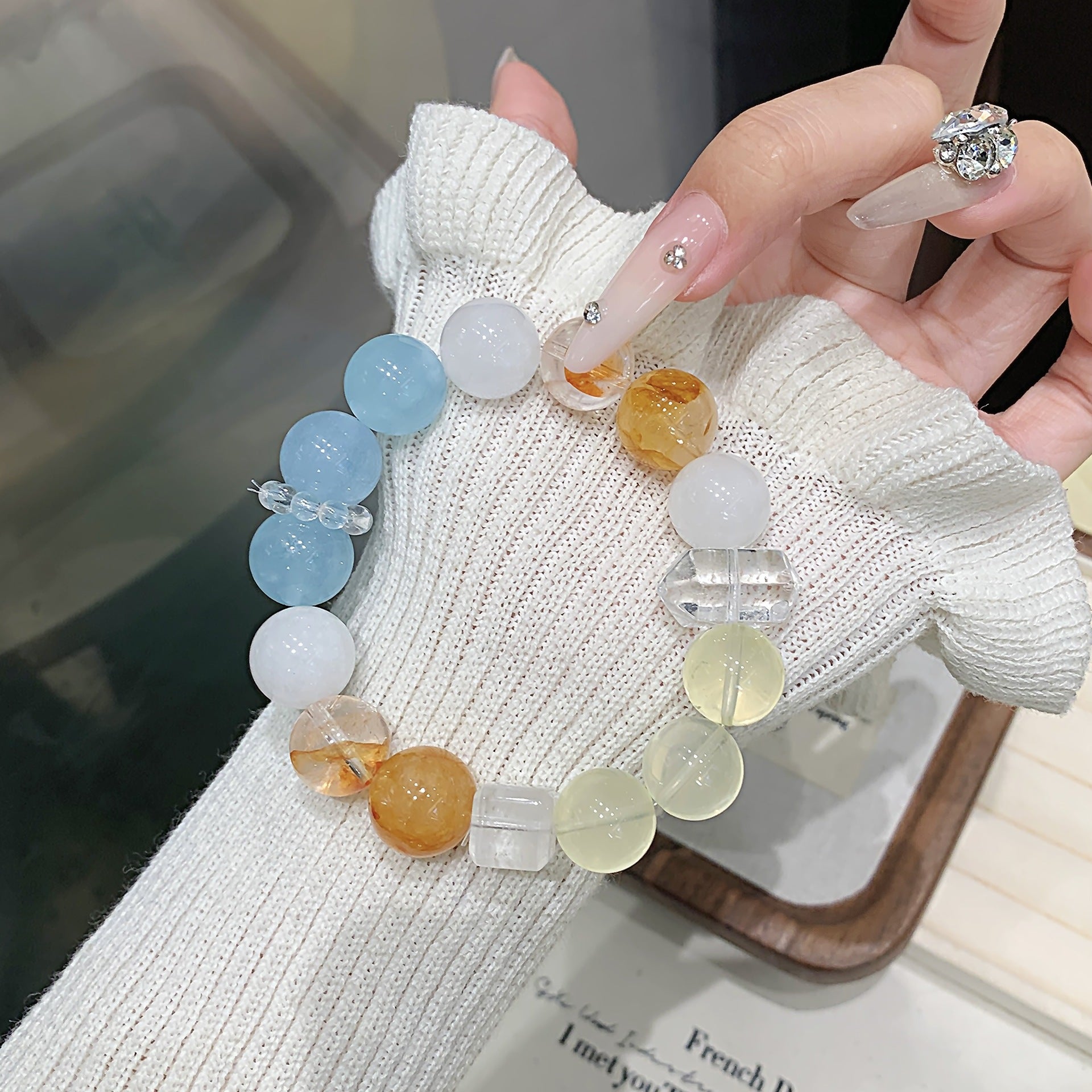 Original Design New Bracelet Duobao Series Bracelets Aquamarine Natural Crystal Bracelet diy Crystal Bracelet