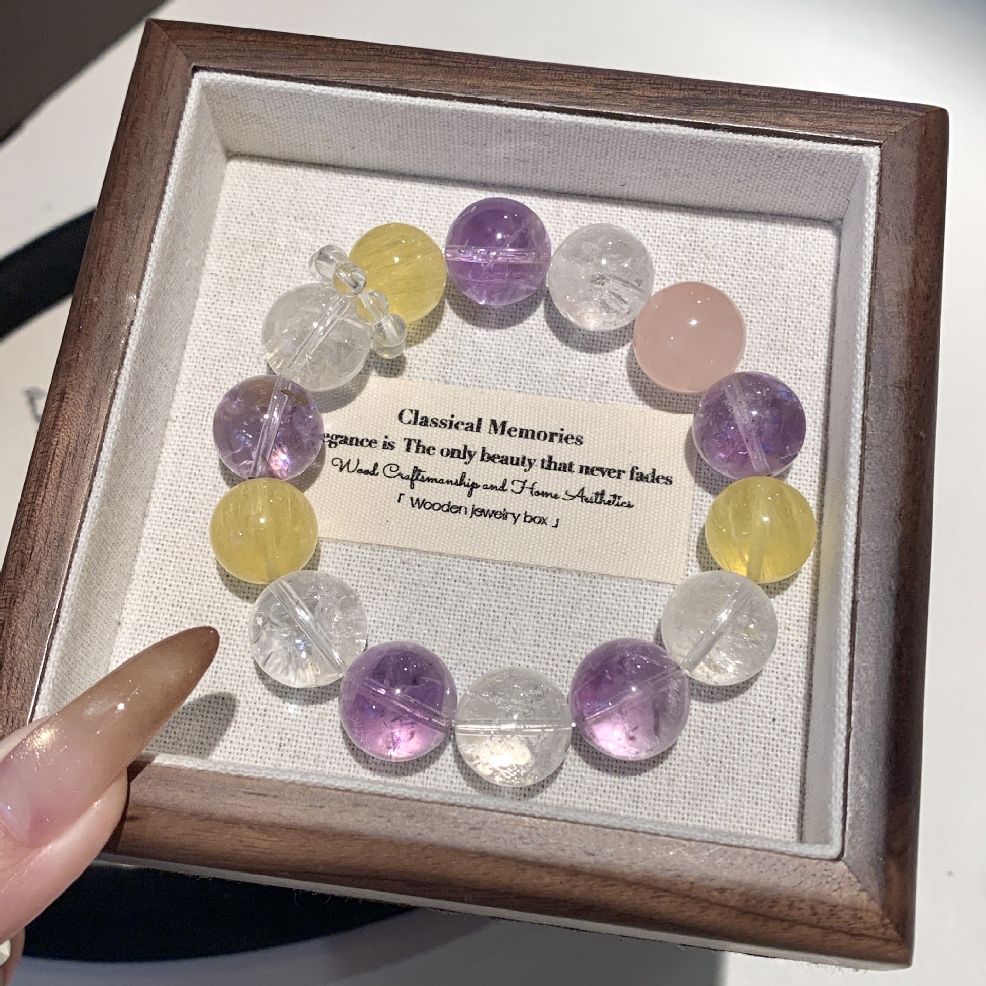 Natural Multi-Gemstone Crystal Bracelet White A Sai Bracelet Winter Hot-Selling Hand Jewelry Rainbow Multi-Treasure Dopamine Hand Crystal