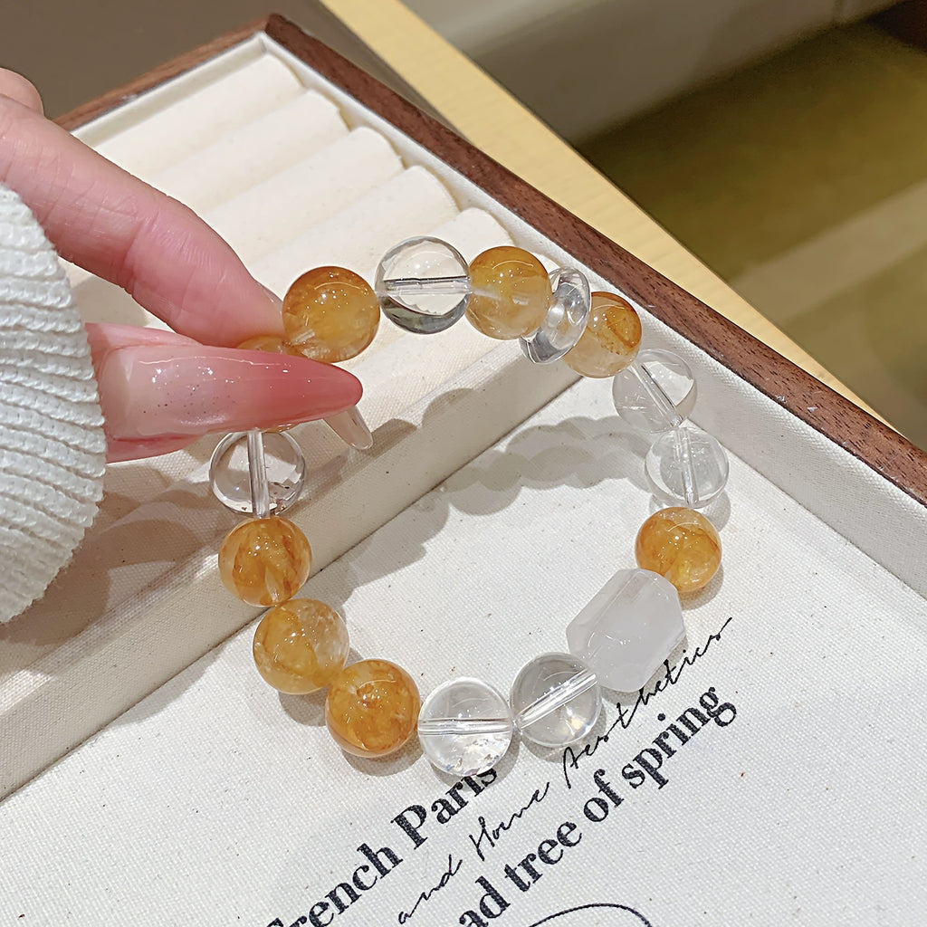 Natural crystal yellow gum flower bracelet for women Original Design Fashion Wealth-Attracting Bracelet Crystal Bracelet