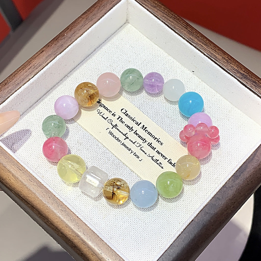 Natural Multi-Gemstone Crystal Bracelet Rose Quartz Crystal Bracelet diy Original Niche Design Pink Crystal Bracelet Crystal