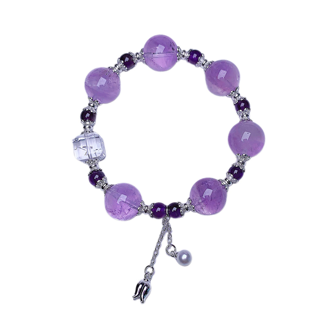 Xiaohongshu Same Style Amethyst Design Bracelet Natural Crystal Cultural Creative Bracelet Gift Crystal Bracelet