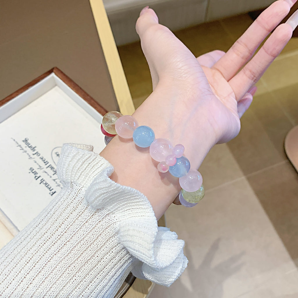 Colorful Candy Natural Multi-Gemstone Bracelet for Women Aquamarine Bracelet Wealth Attraction Lucky Charm Jewelry Original Design Bracelet