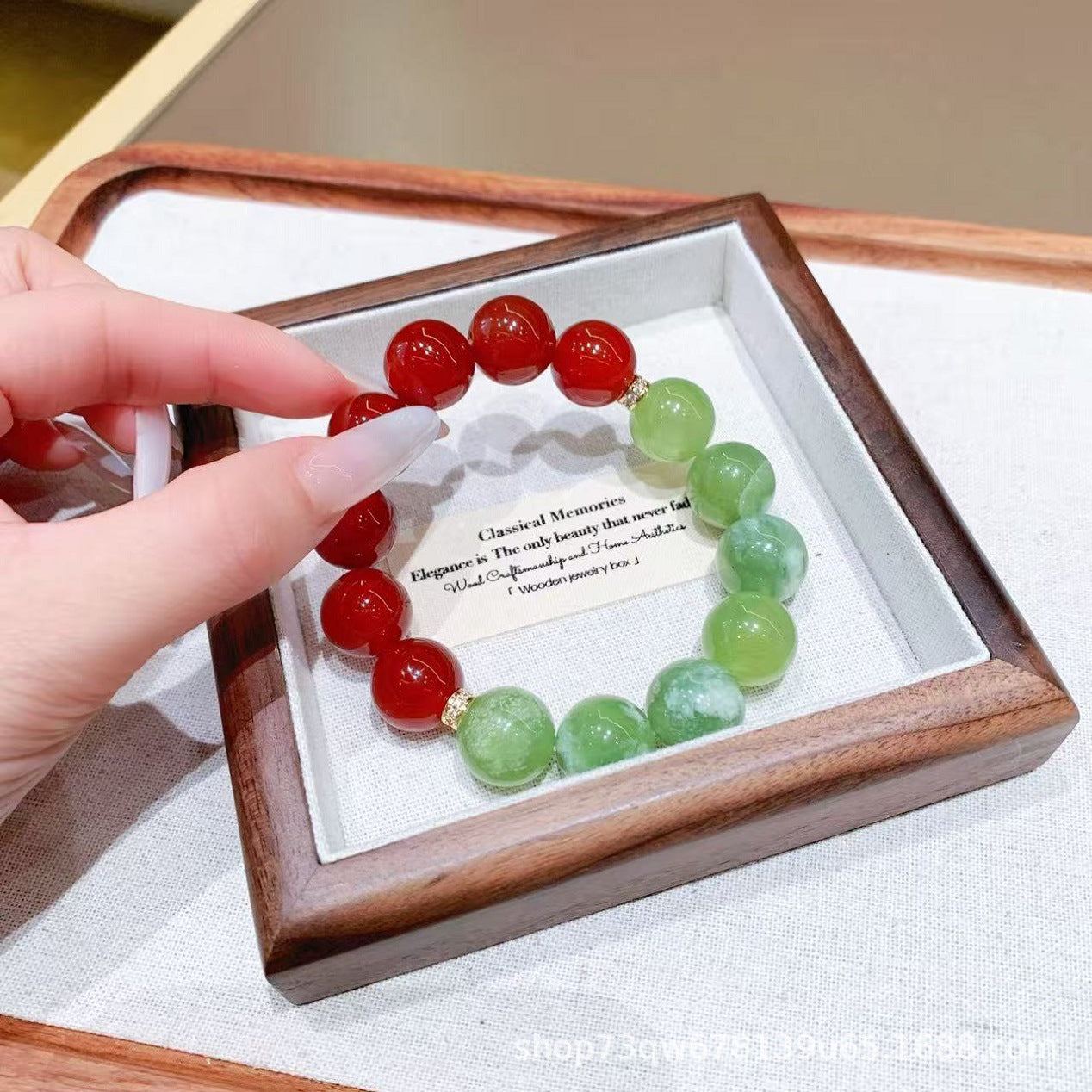 New Round Bead Xiu Jade Bracelet Women's Matching Retro Style Agate Bracelet Light Clear Water Xi Jade Bracelet Jewelry Gift