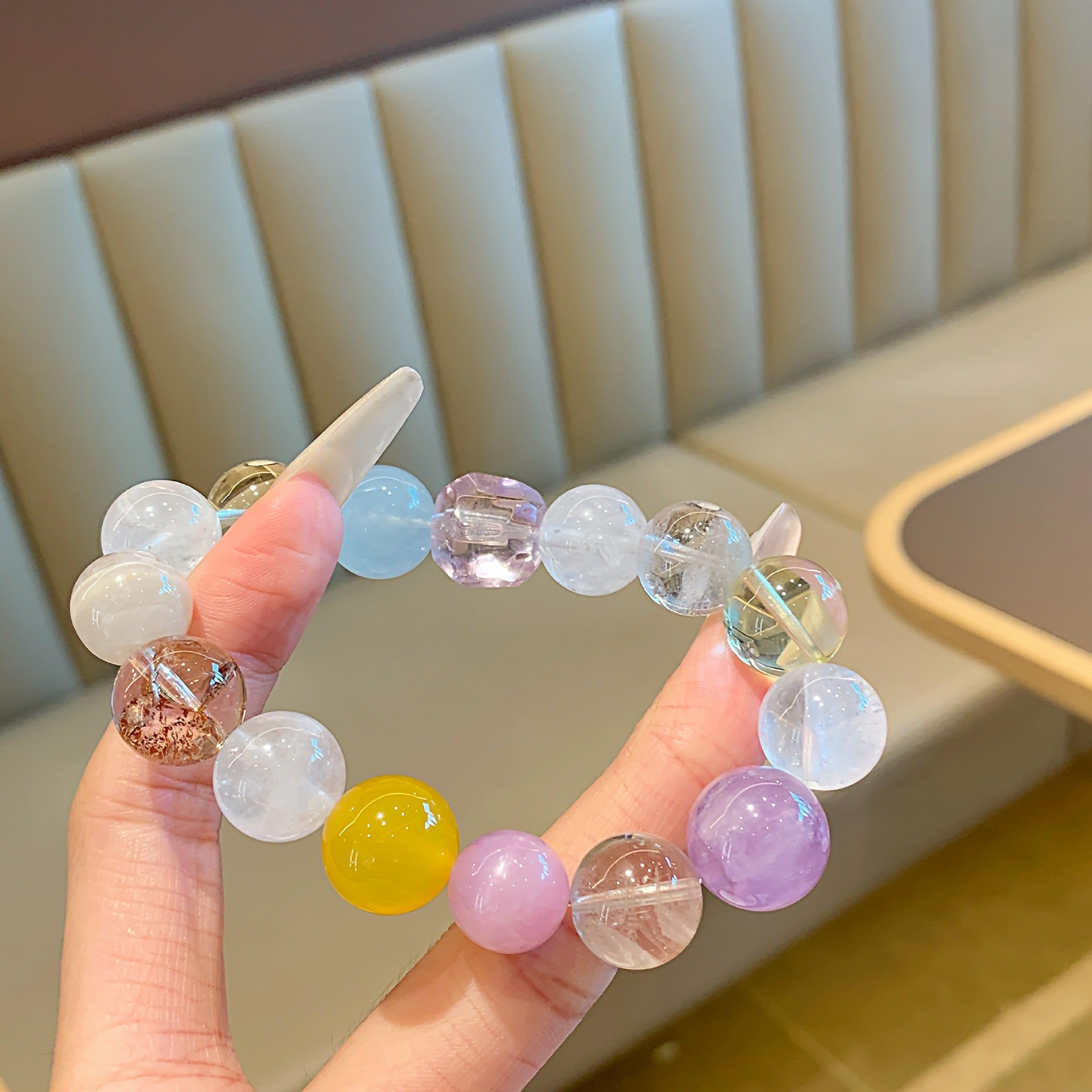 Natural Crystal Multi-Gemstone Bracelet Original Design Aquamarine Amethyst Citrine Fashion Crystal Bracelet Wholesale