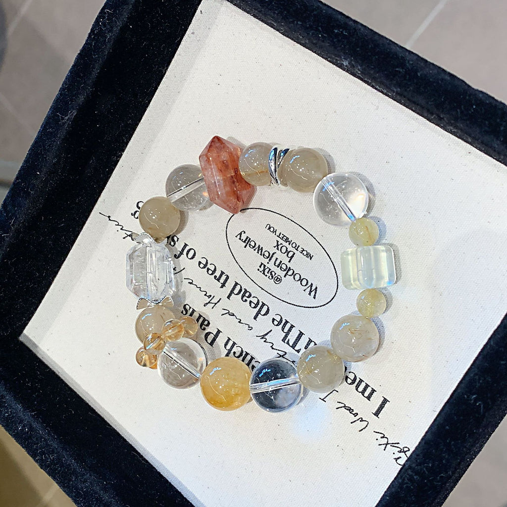 Natural Crystal Bracelet Jewelry Original Design Autumn New Crystal Bracelet Yellow Gum Flower Natural Crystal Bracelet