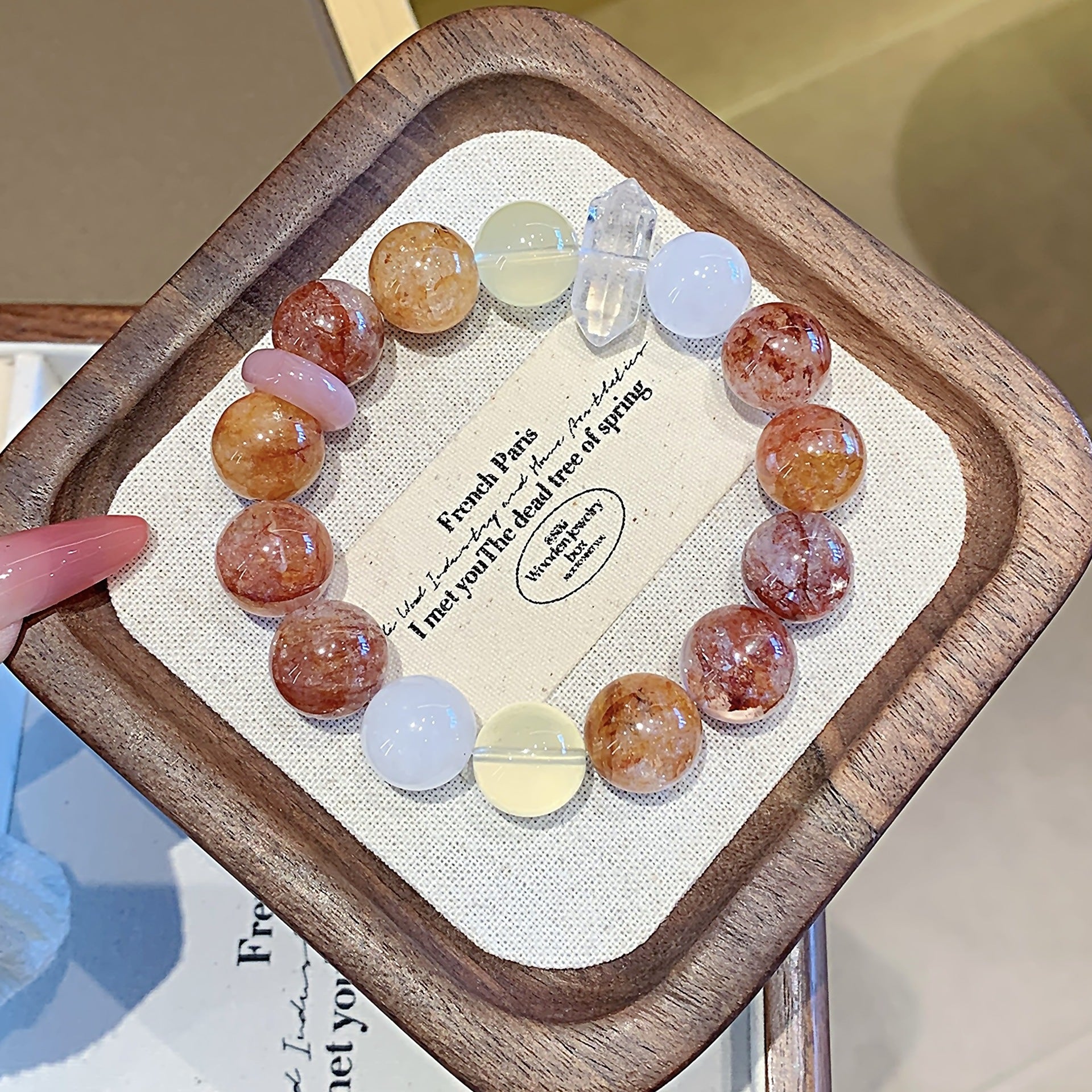 Natural Red Gum Flower Crystal Bracelet Cross-border Hot-Selling Bracelet Jewelry New Bracelet Natural Multi-Gemstone Crystal Bracelet