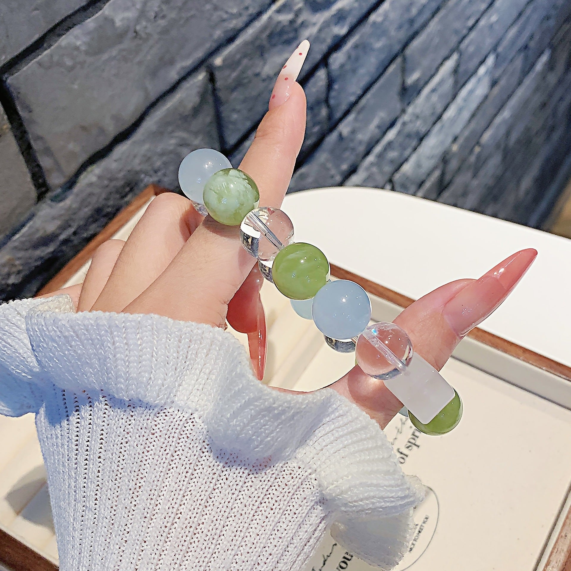 Natural Aquamarine Single Loop Bracelet Fashion Bracelet Original Design for Women Ketang Wholesale Jewelry Crystal Bracelets