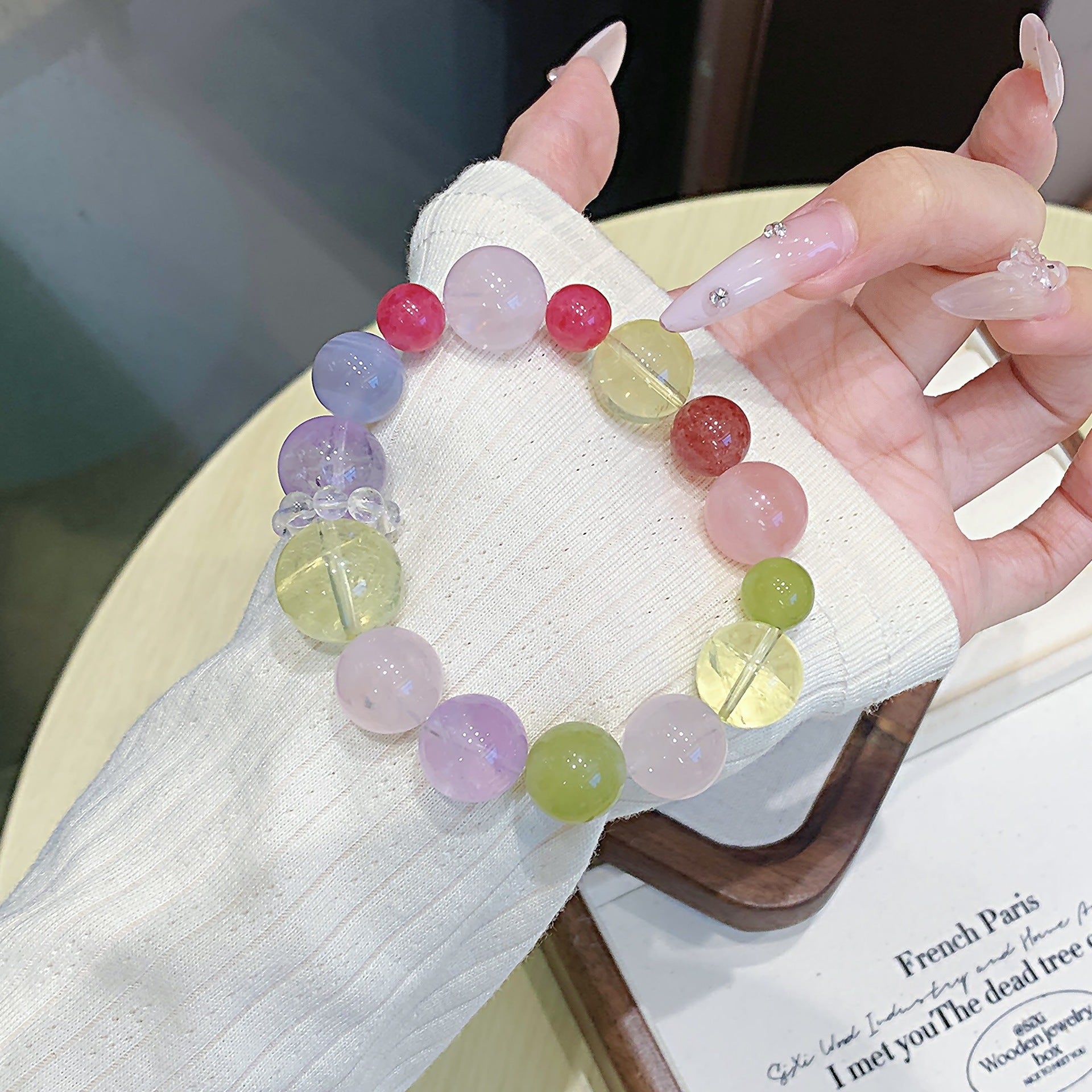 Pink Crystal Bracelet for Women Peach Blossom Crystal Jewelry Gift for Best Friend's Birthday Pink Quartz diy Bracelet