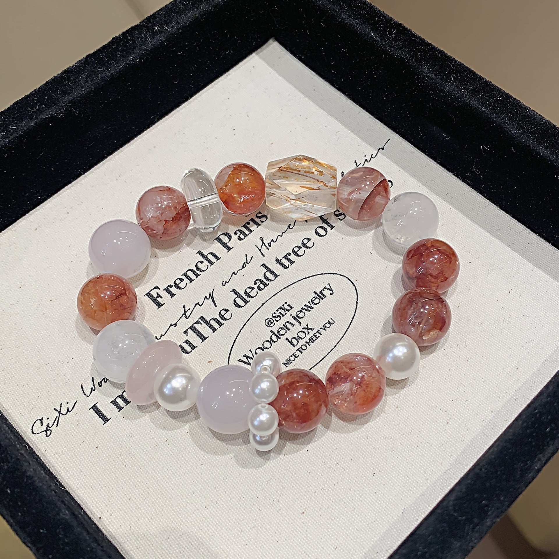 Original Natural Dopamine Crystal Multi-Gemstone Bracelet Light Luxury Versatile New Autumn Hand Accessories Red Gum Flower Bracelet