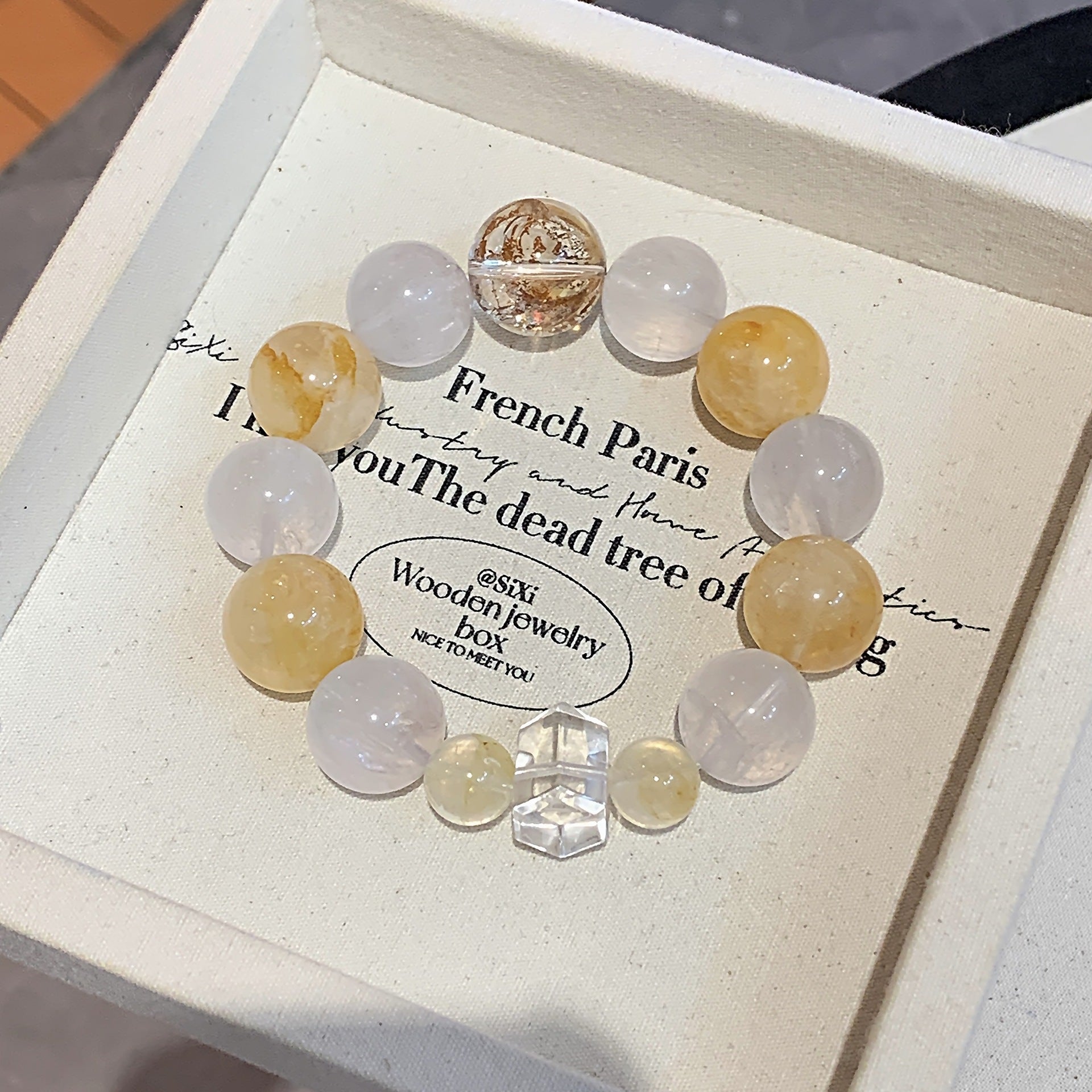 Natural Crystal Bracelet Jewelry Wholesale Original Design Crystal Bracelet with a Sense of Sophistication Yellow Gum Flower Bracelet Crystal