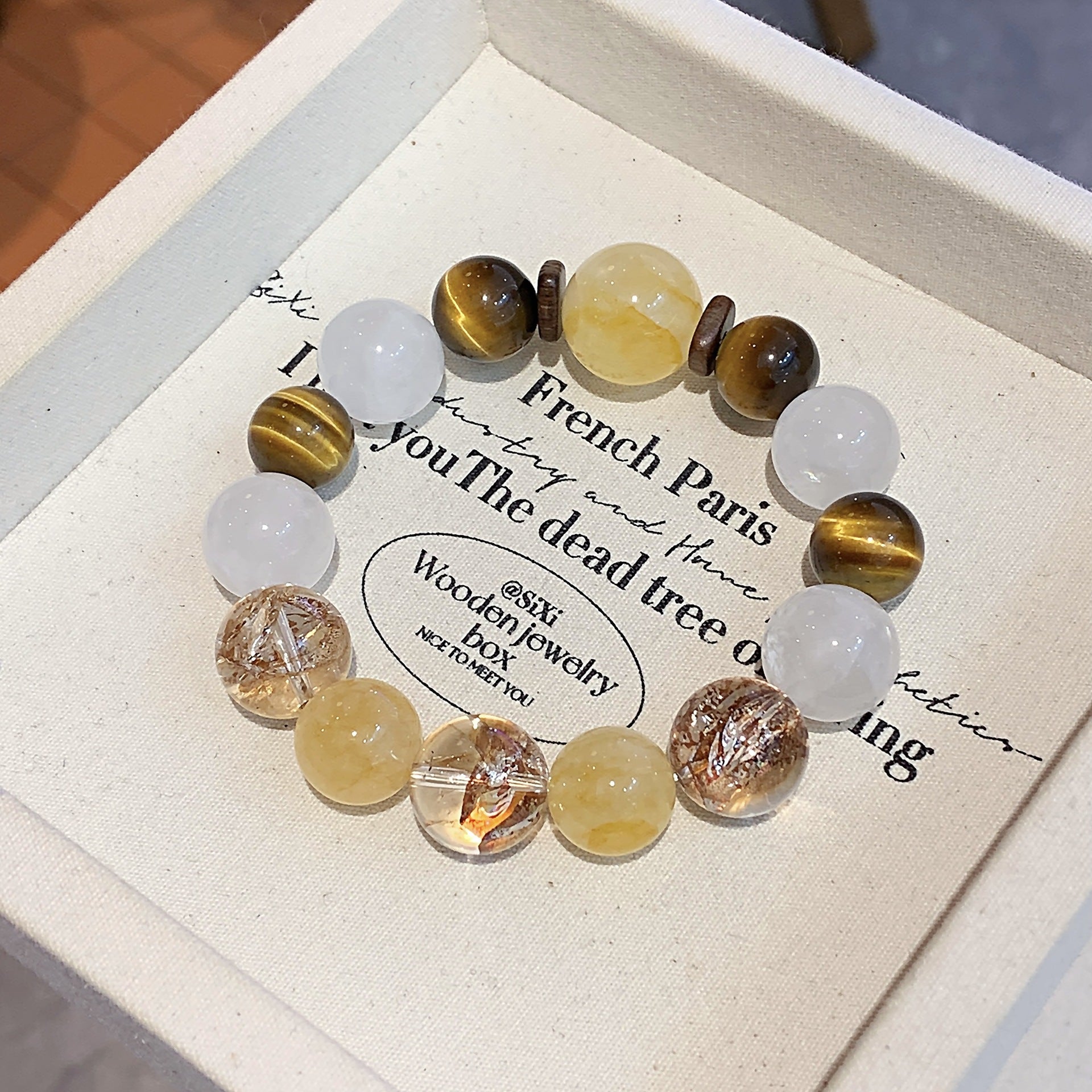 Natural Crystal Bracelet Jewelry Wholesale Original Design Crystal Bracelet with a Sense of Sophistication Yellow Tiger Eye Bracelet Crystal