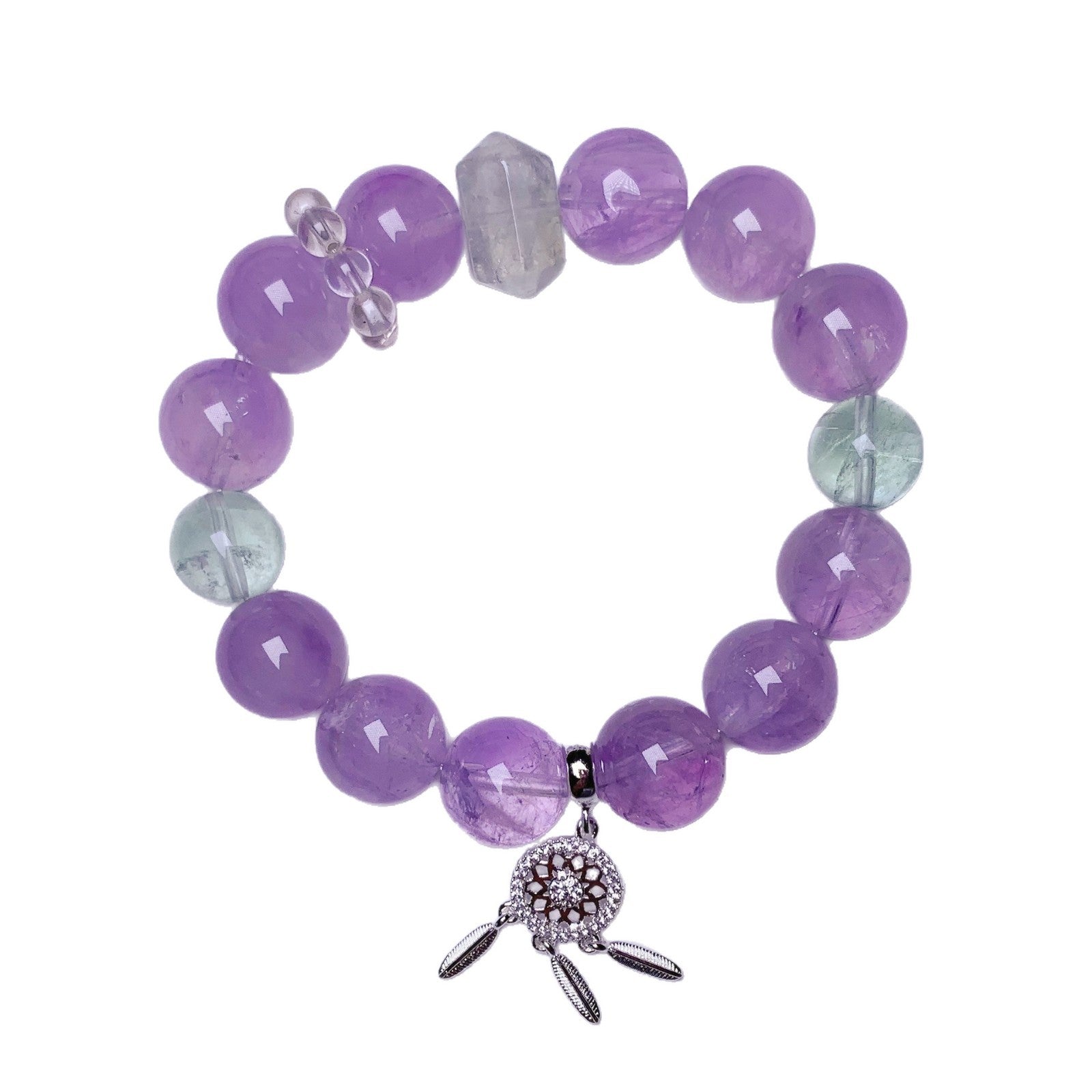 Natural Amethyst Single Strand Bracelet Purple Aura Surrounding Beaded Bracelet Natural Crystal Bracelet Popular Jewelry Bracelet