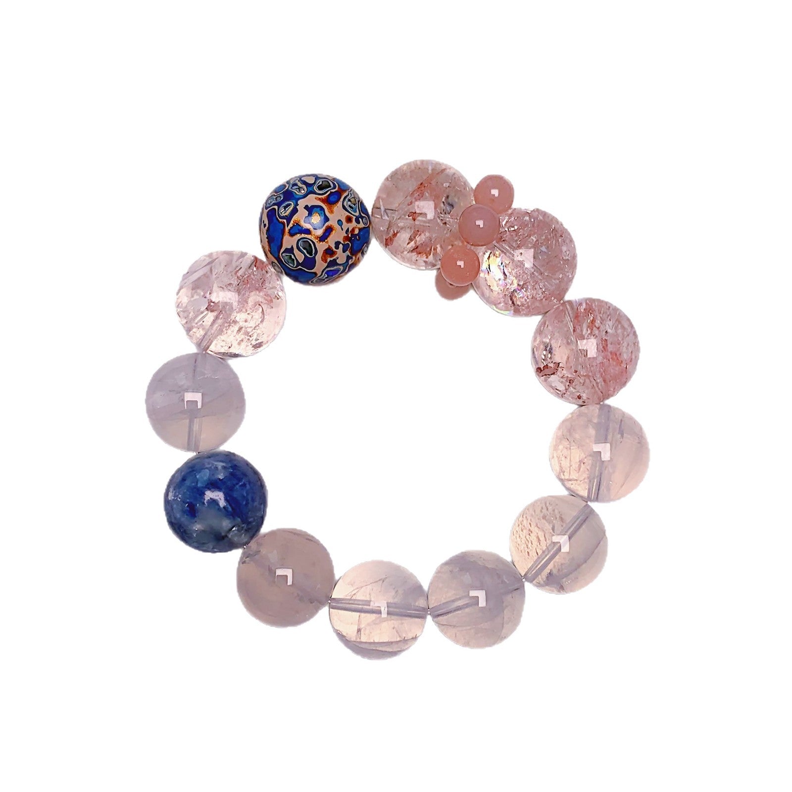 Natural Crystal Pink Crystal Ace Bracelet Original Design Double Ice Transparent Floral Fashion White Ghost Crystal Bracelet