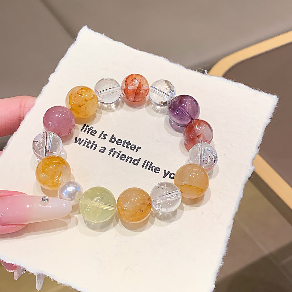 Light Luxury All-Matching2025New Crystal Chain Dopamine Multi-Gemstone Bracelet Original Natural White Assay Crystal Bracelet