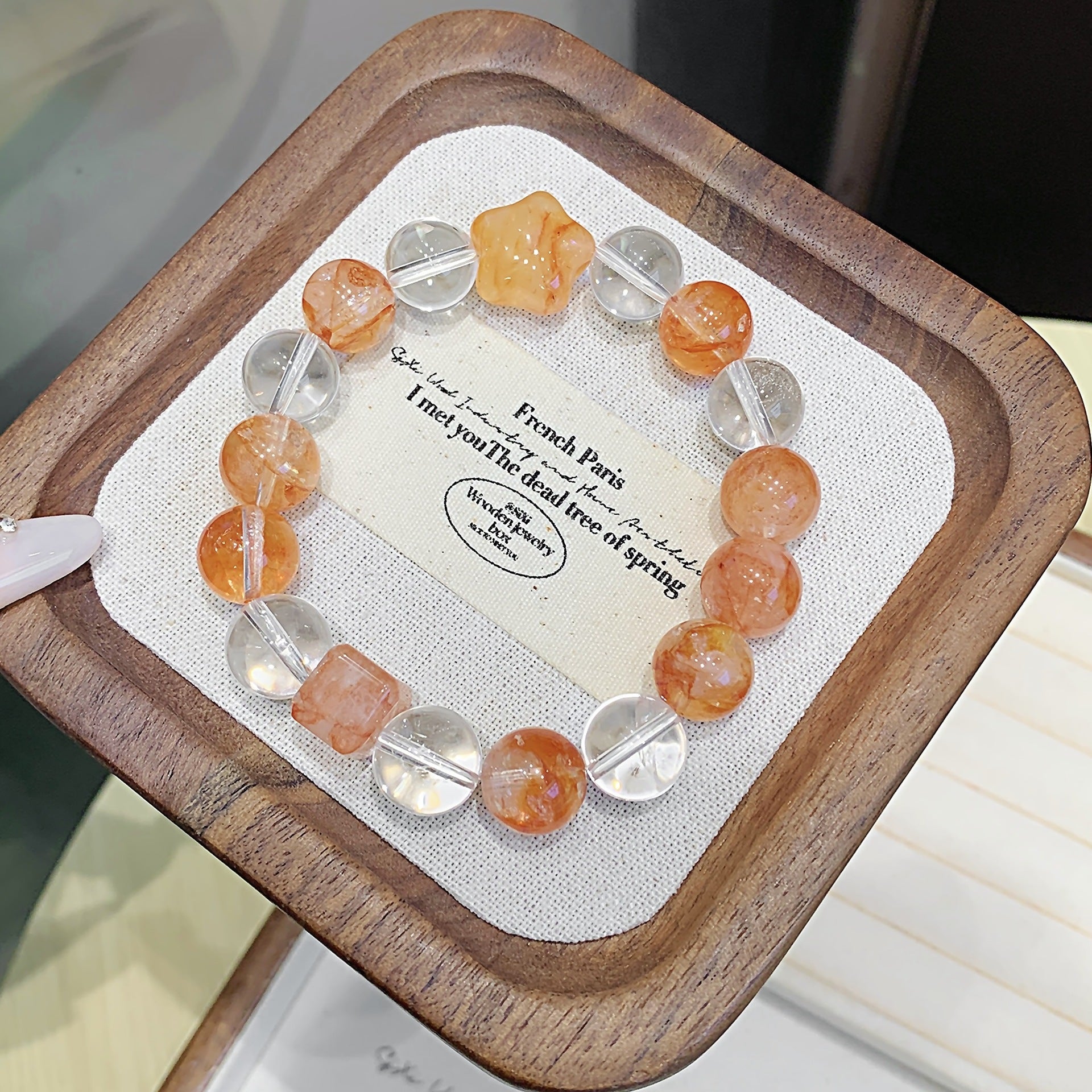 Natural Crystal Multi-Gemstone Bracelet Red Gum Flower with White Crystal Design Luxury High-End Bracelet Crystal Bracelet