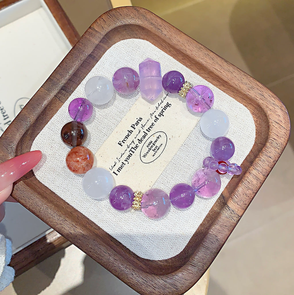 Natural Amethyst Bracelet for Women Good Luck Bracelet for Passing the Graduate Exam Dreamy Lavender Amethyst Bracelet Gift for Wealth Attraction