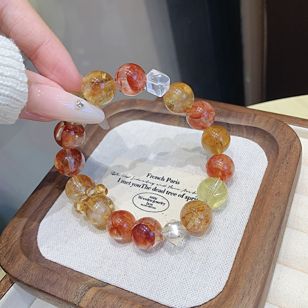 Red Gum Flower Natural Crystal Bracelet Autumn New Multi-Gemstone Crystal Bracelet Hot-Selling Hand Jewelry Crystal Bracelet