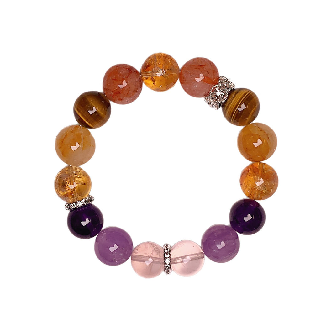 Milad Style Natural Honey Milk Cap Yellow Gum Flower Bracelet Amethyst Milk White Bracelet Transfer Beads Crystal Bracelet