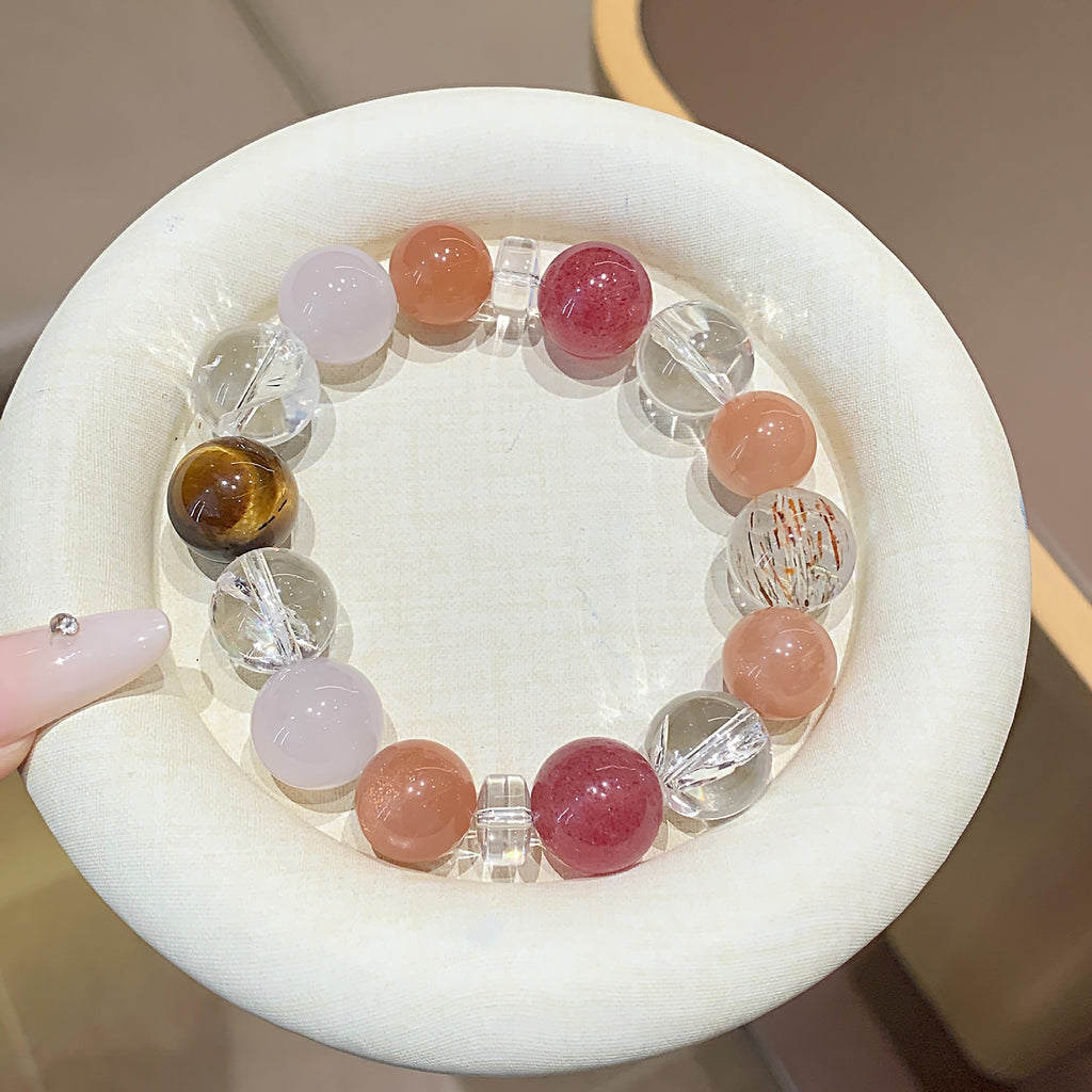 Original Natural Strawberry Crystal Bracelet Duobao Bracelet Simple Design TikTok Live Source Crystal Bracelet Wholesale
