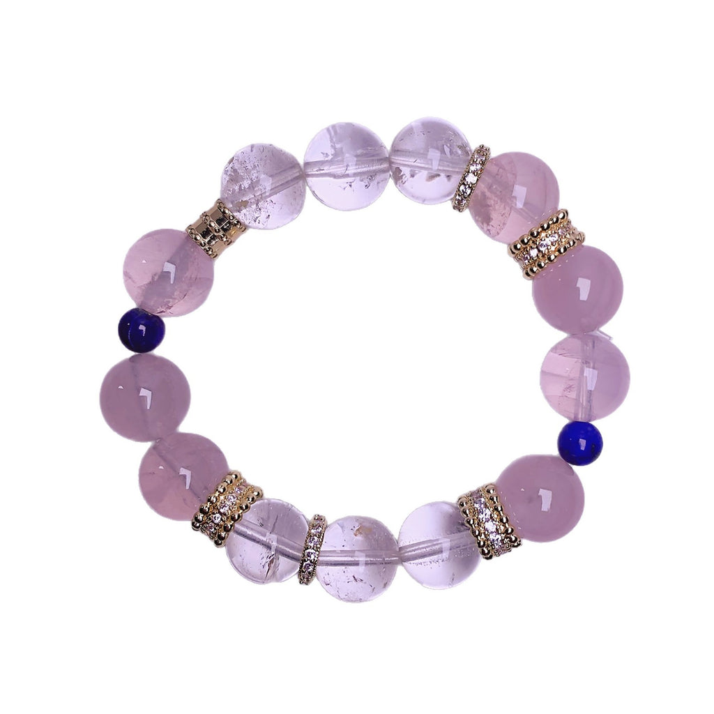 Natural Pink Crystal Bracelet White Crystal Hand Jewelry Lucky Attracting Male Birthday Gift Girlfriends' Gift Crystal Bracelet
