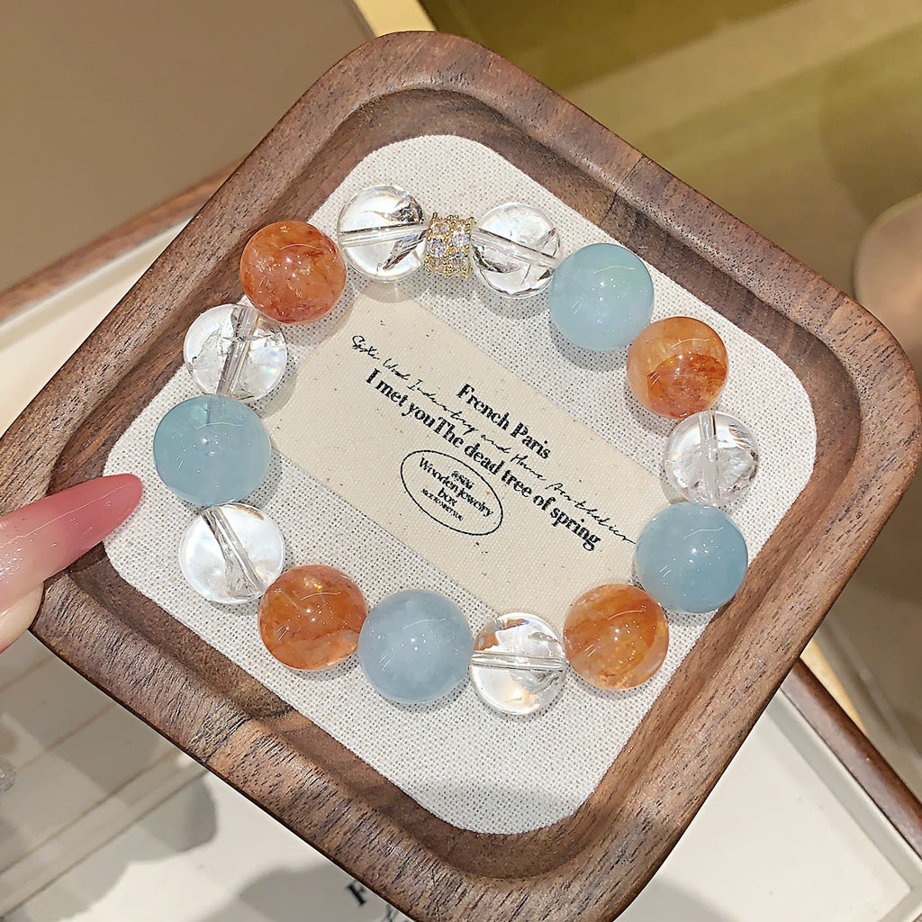 Colorful Candy Natural Multi-Gem Crystal Bracelet Aquamarine Dopamine Bracelet Hot Style Aquamarine Crystal Bracelet