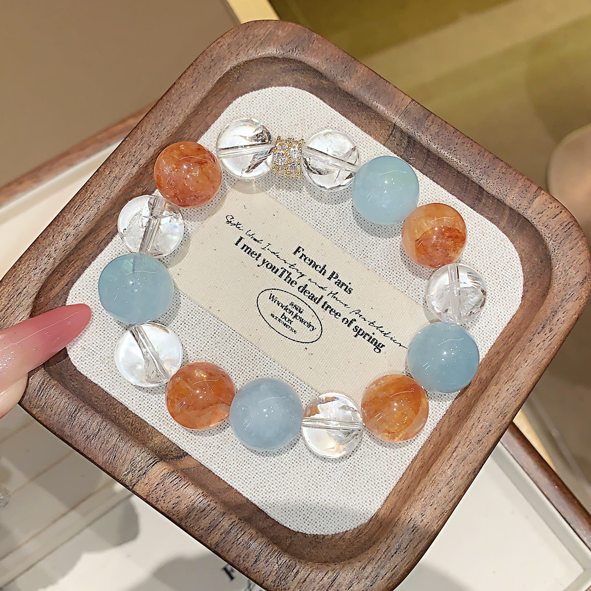 Colorful Candy Natural Multi-Gem Crystal Bracelet Aquamarine Dopamine Bracelet Hot Style Aquamarine Crystal Bracelet