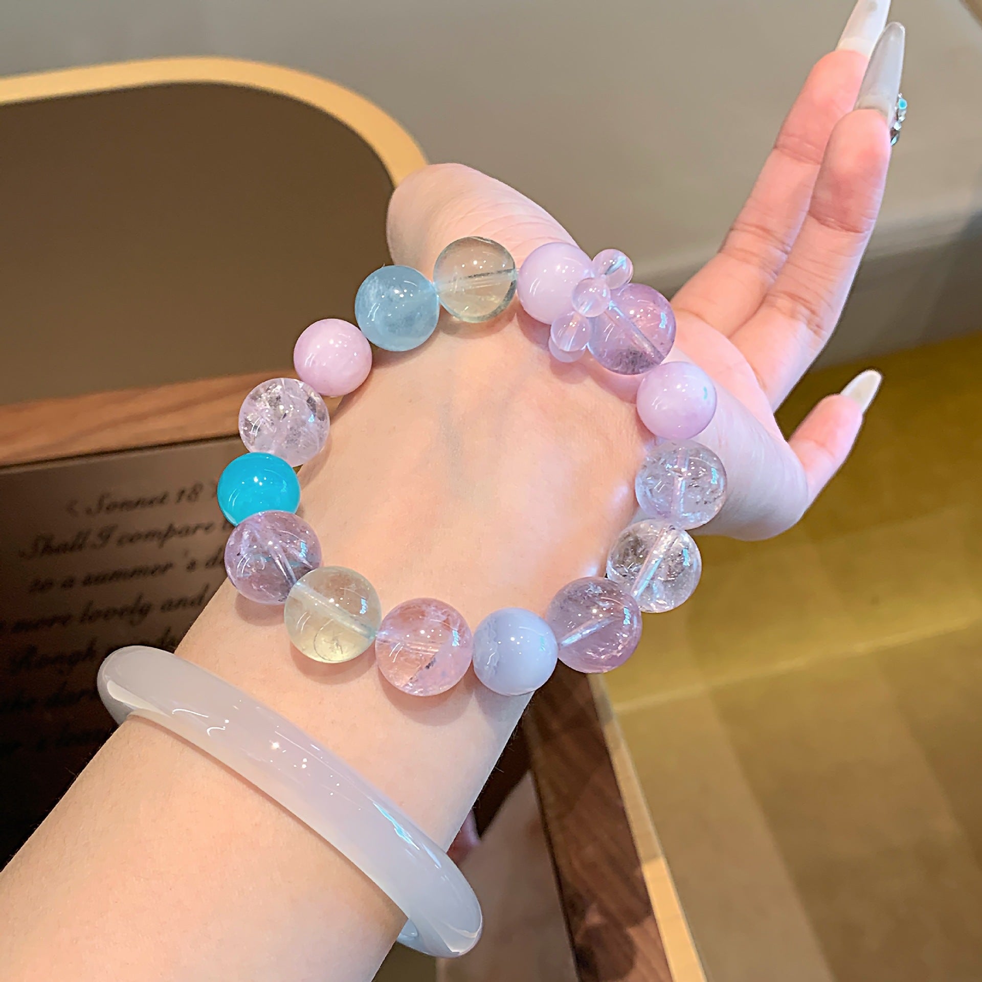 Natural Multi-Treasure New Chinese Style National Trend Lucky Bead Bracelet Fortune-Attracting Fashionable Versatile Natural Amethyst Bracelet