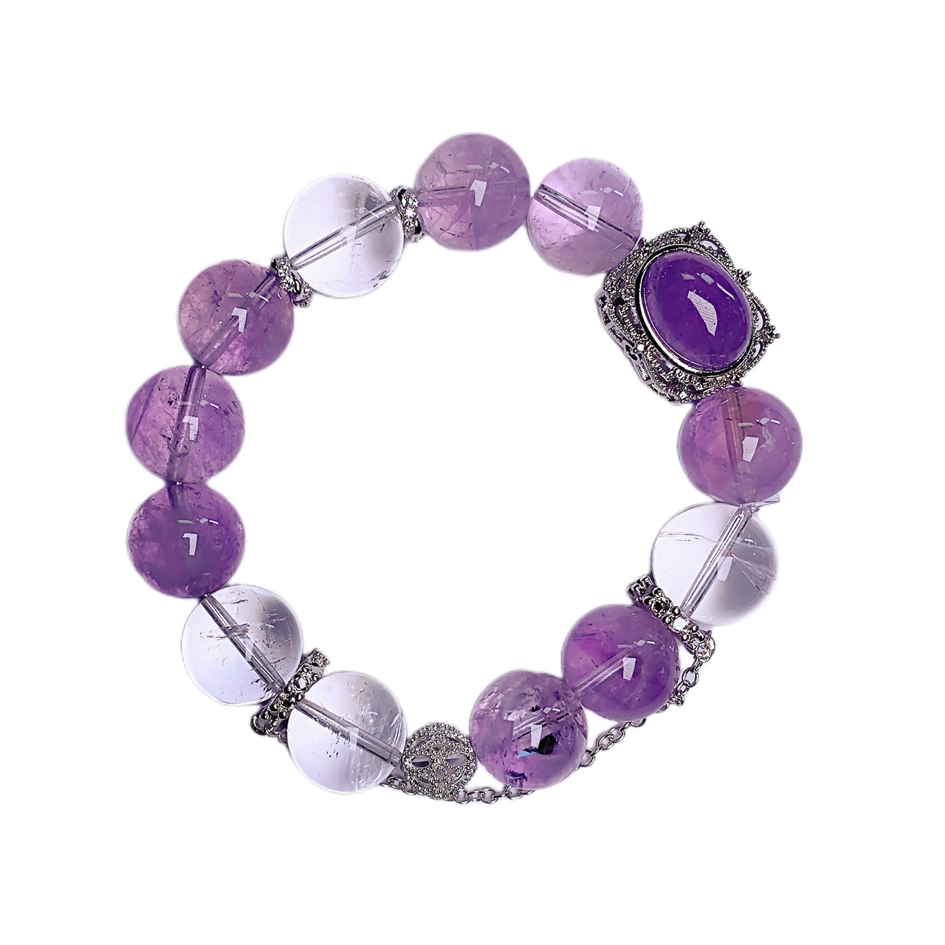 Natural lavender amethyst bracelet White Crystal Matching High-End Luxury Crystal Large Bead Bracelet Jewelry