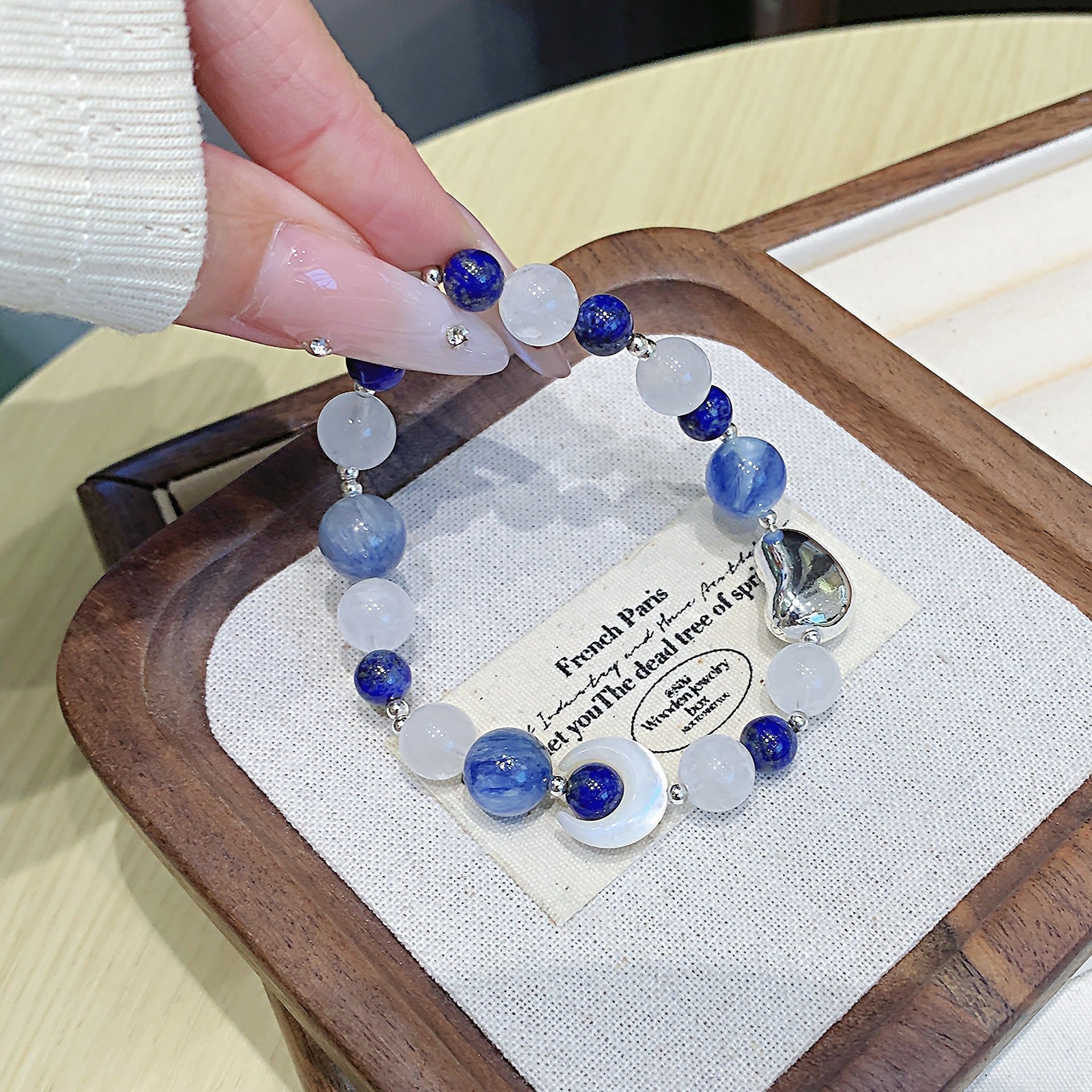 Original Design Blue Crystal Bracelet diy Deep Blue Ocean Heart Moisturizer Cross-border Hot Item Natural Crystal Bracelet