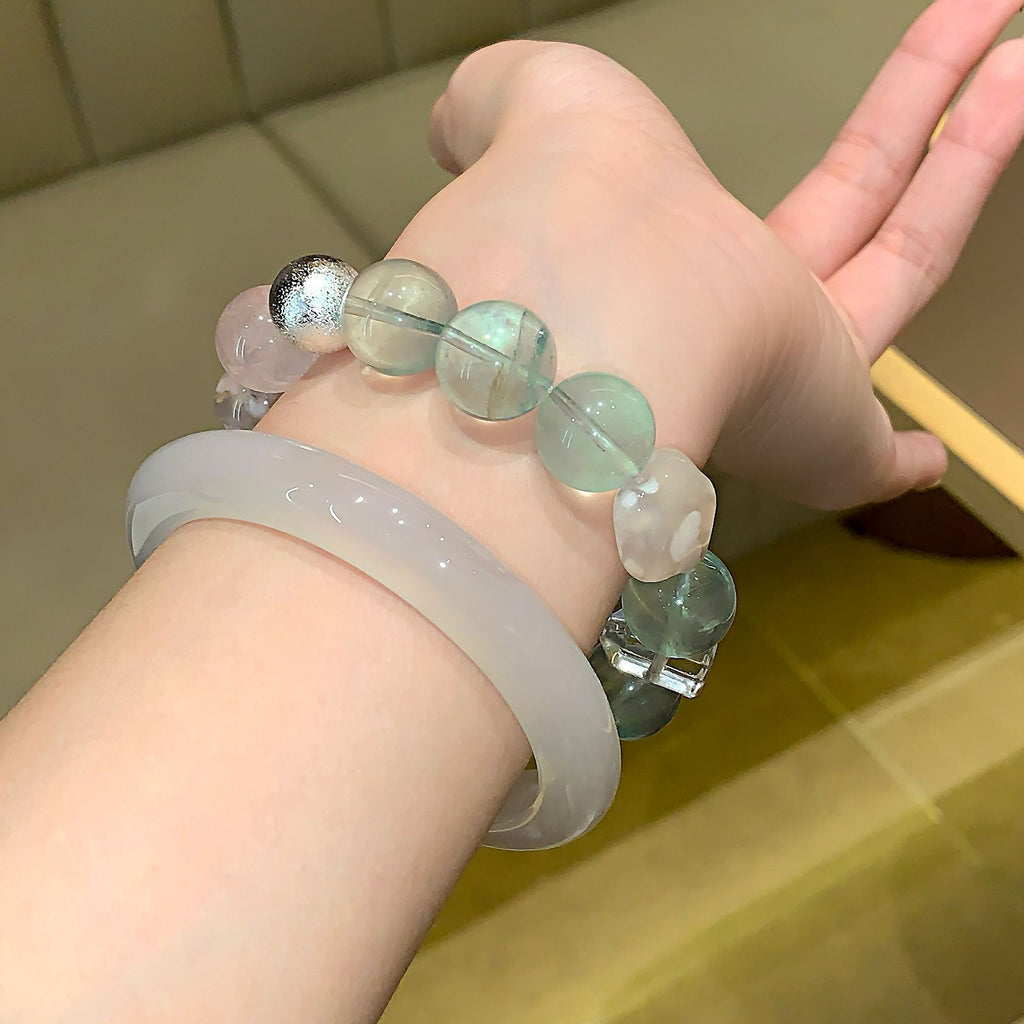 Natural Multi-Gemstone Crystal Bracelet Rose Quartz White Crystal Mixed Bracelet Niche Design Green Fluorite Bracelet Bracelet
