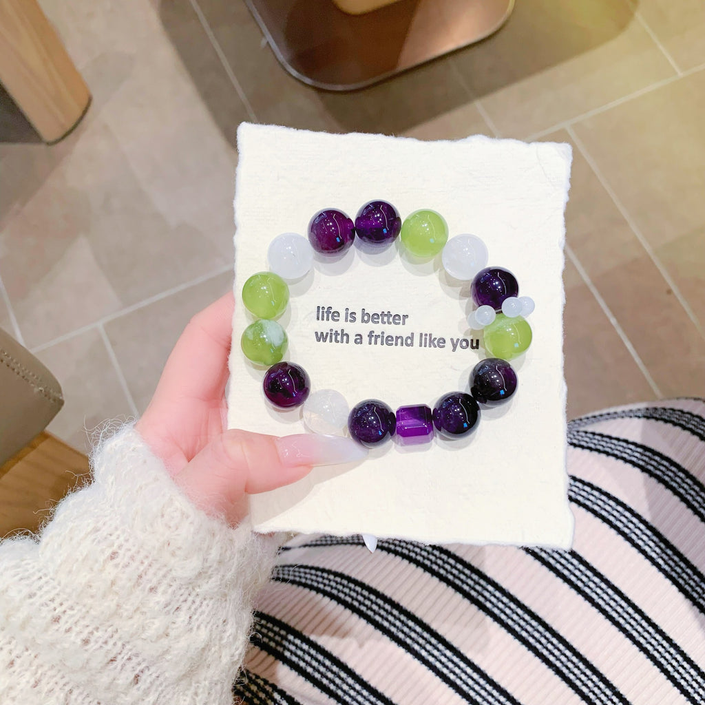 Natural Multi-Gemstone Crystal Bracelet Amethyst Lemon White Phantom Original Design Bracelet Uruguay Amethyst