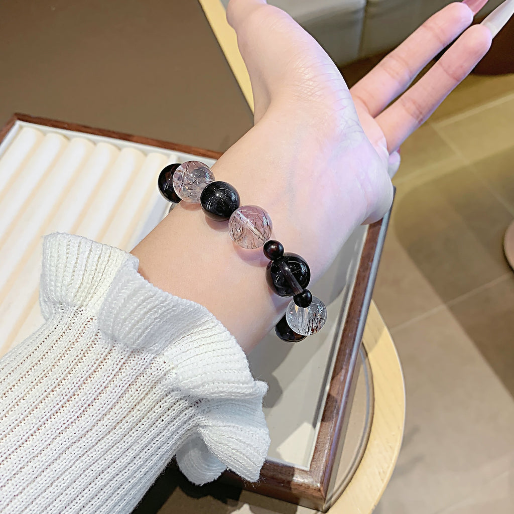 Natural Crystal Bracelet Cross-border Hot-Selling Original Niche Design Crystal Chain Natural Black Gold Super Seven Crystal Bracelet