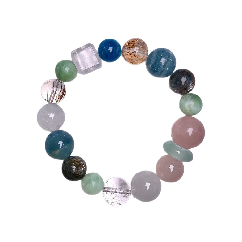 Natural Rose Quartz Jewelry Bracelet Niche Design Pink Quartz Bracelet Fashionable Women's Style Natural Multi-Gemstone Crystal Bracelet