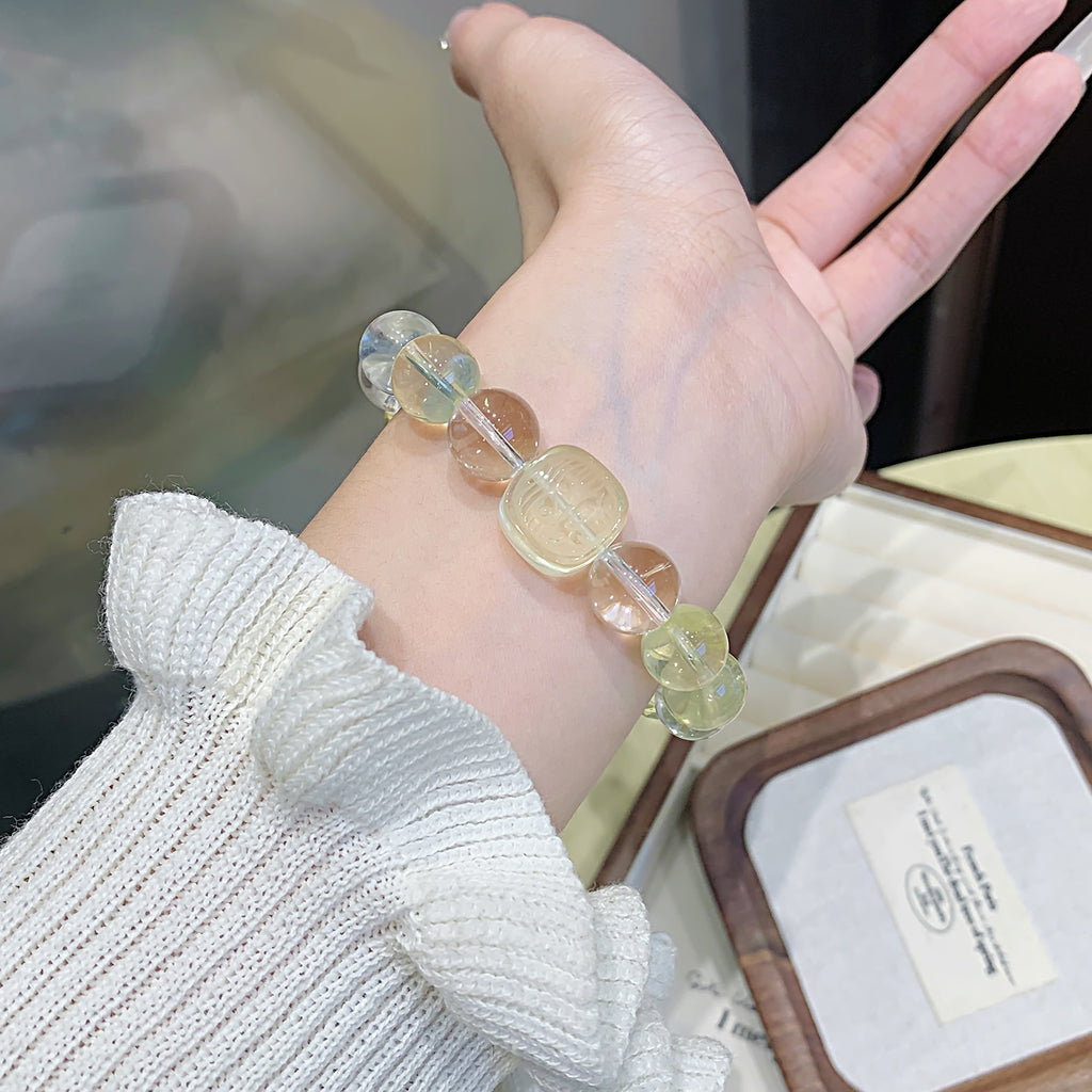 Natural Body Purifying Lemon Quartz White Crystal Bracelet White Crystal Bracelet for Wealth and Prosperity Lemon Crystal Bracelet