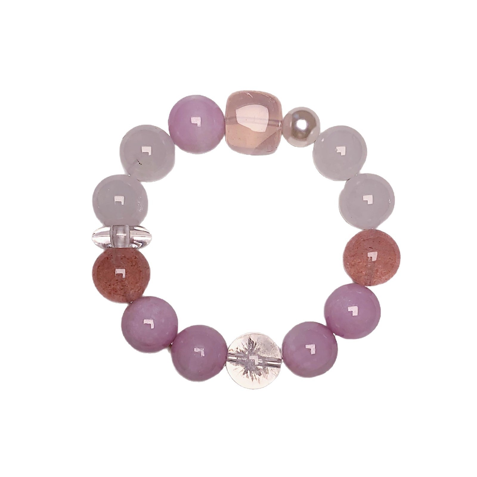 Natural Crystal Bracelet Purple Lithium Quartz and White Phantom Bracelet Hot-Selling Jewelry Bracelet Purple Spodumene Crystal Bracelet