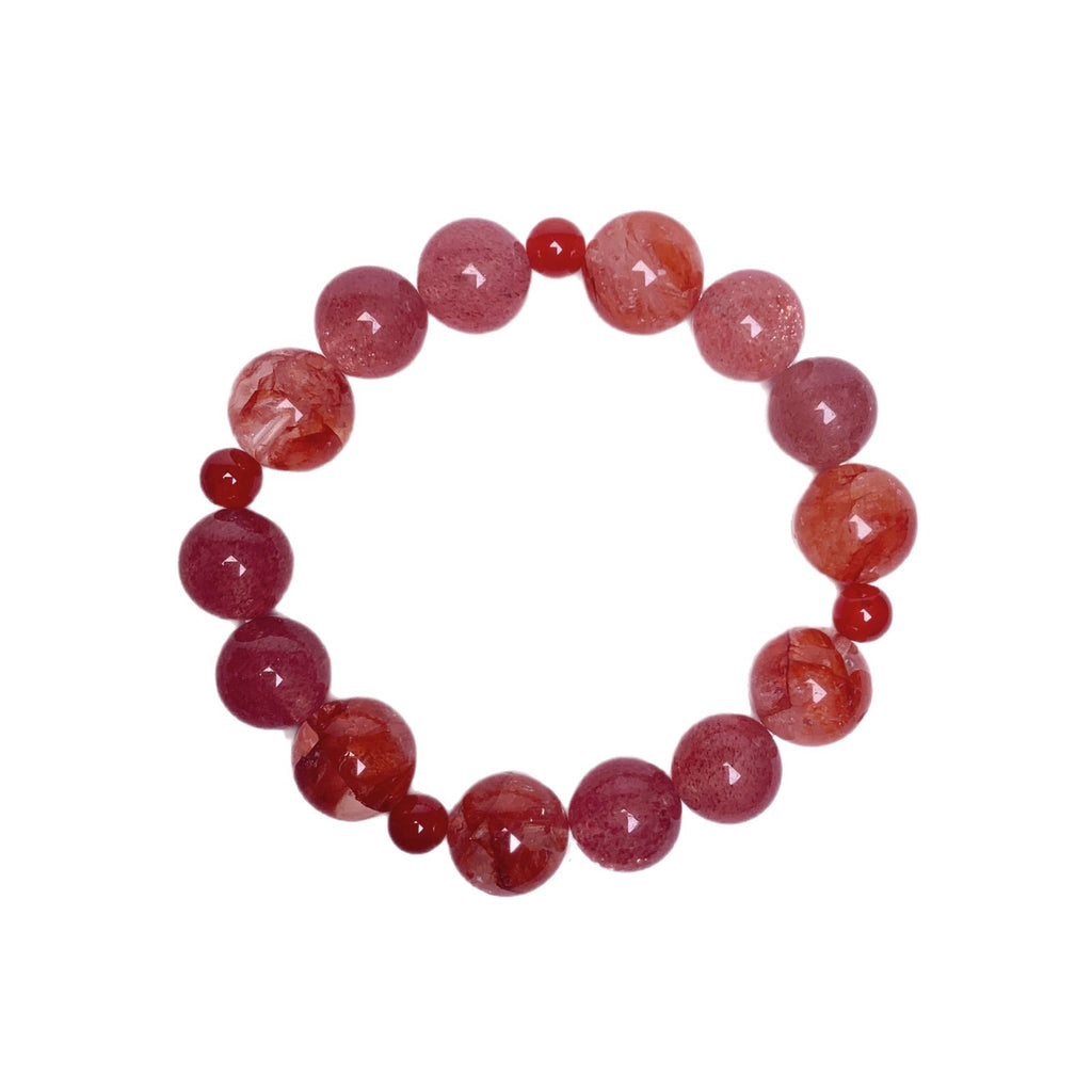 Natural Strawberry Crystal Bracelet Ice Floating Flower Unique Versatile Bracelet Original Design Natural Strawberry Crystal Bracelet