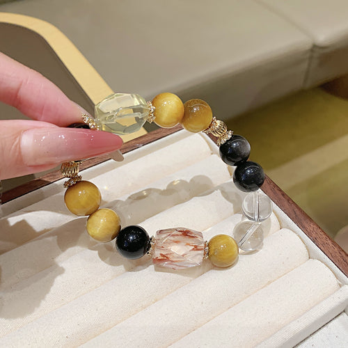 Gold Tiger Eye Crystal Bracelet Natural Crystal Bracelet Cross-border Hot-Selling Hand Jewelry diy Natural Crystal Bracelet