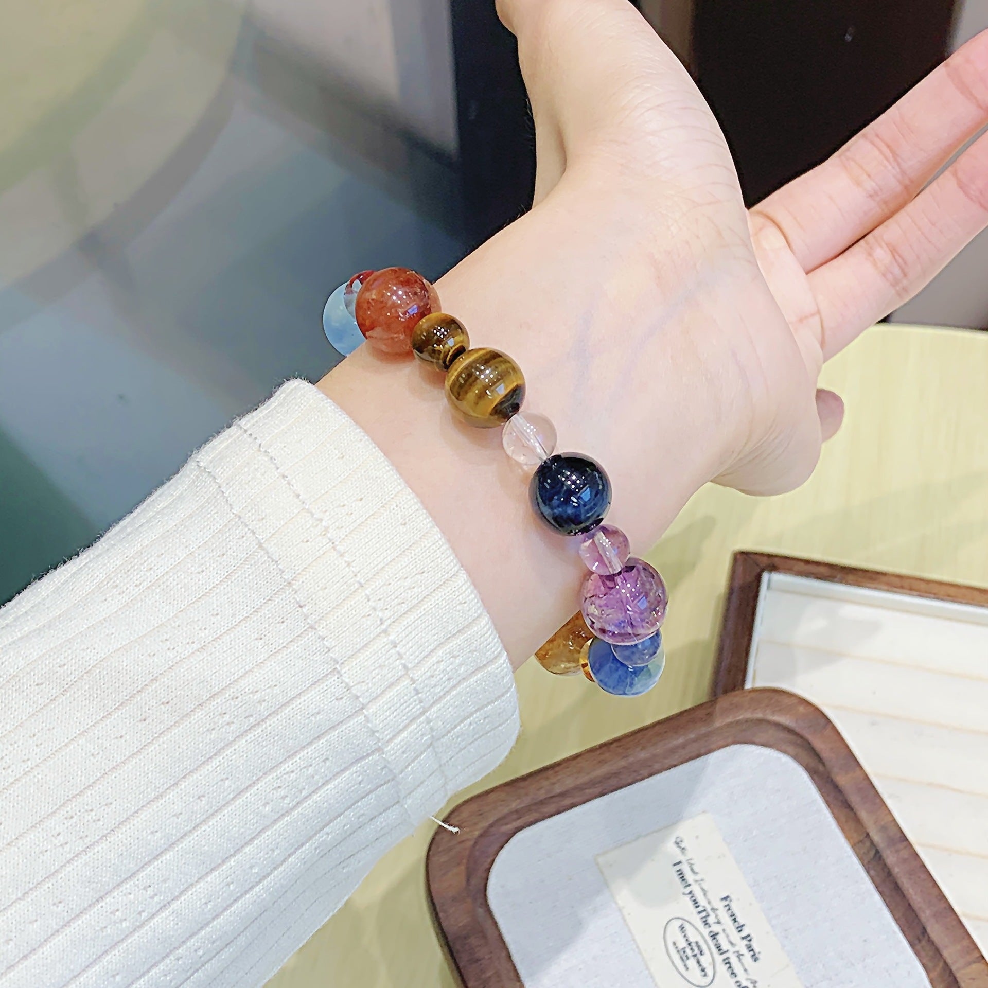 Yellow Pagoda Crystal Red Glue Flower Tiger Eye Stone Bracelet for Women Fortune Attracting Crystal Chain Crystal Bracelet diy Wholesale Bracelets