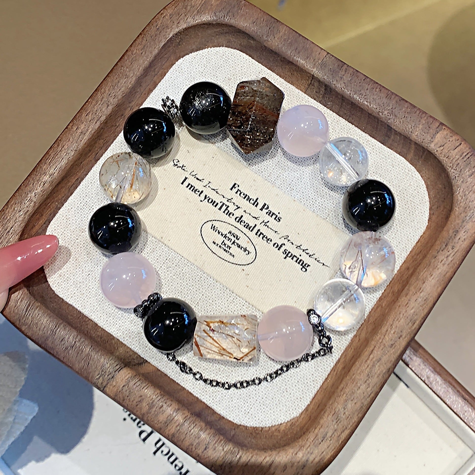 Natural Rose Quartz Jewelry Bracelet Original Design High-end Light Luxury Bracelet diy Natural Multi-Gemstone Crystal Bracelet