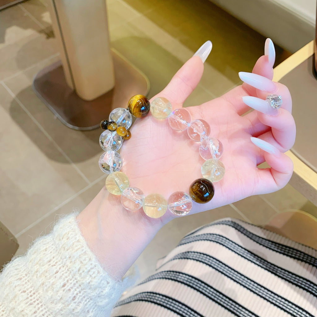 Original New Yellow Tiger Eye Bracelet Elegant and Versatile Bracelet Original Design Natural White Crystal Bracelet