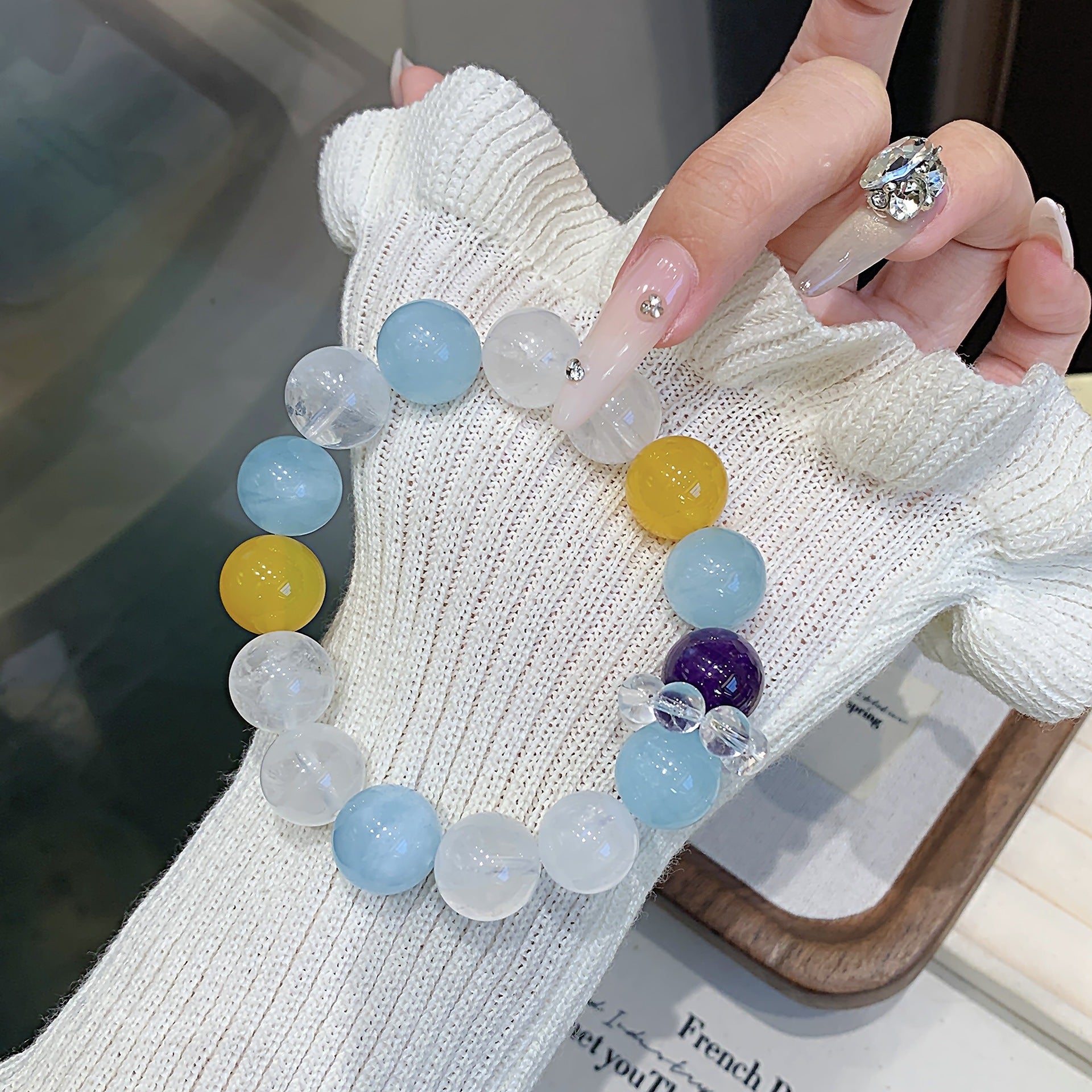 Duobao Natural Crystal Bracelet TikTok Xiaohongshu Direct Hot-Selling Crystal Chain Jewelry Aquamarine Crystal Bracelet