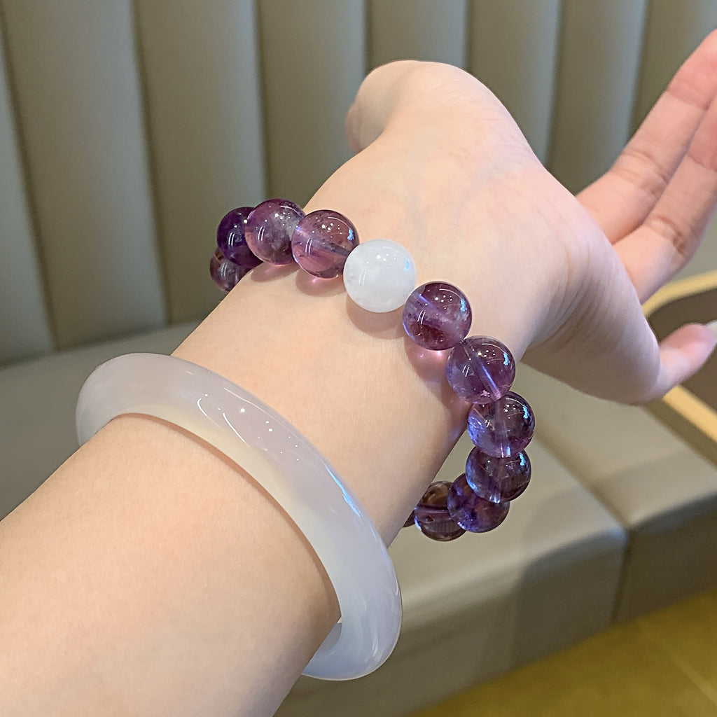 Amethyst Natural New Bracelet Women's Purple Grape Ice Transparent Bracelet for Students and Best Friends by Yuexian Crystal Bracelet